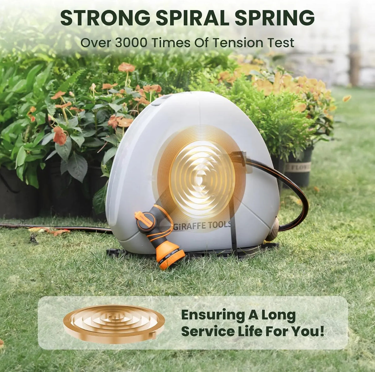 Giraffe Tools Retractable Automatic Rewind Garden Hose Reel Swivel Base