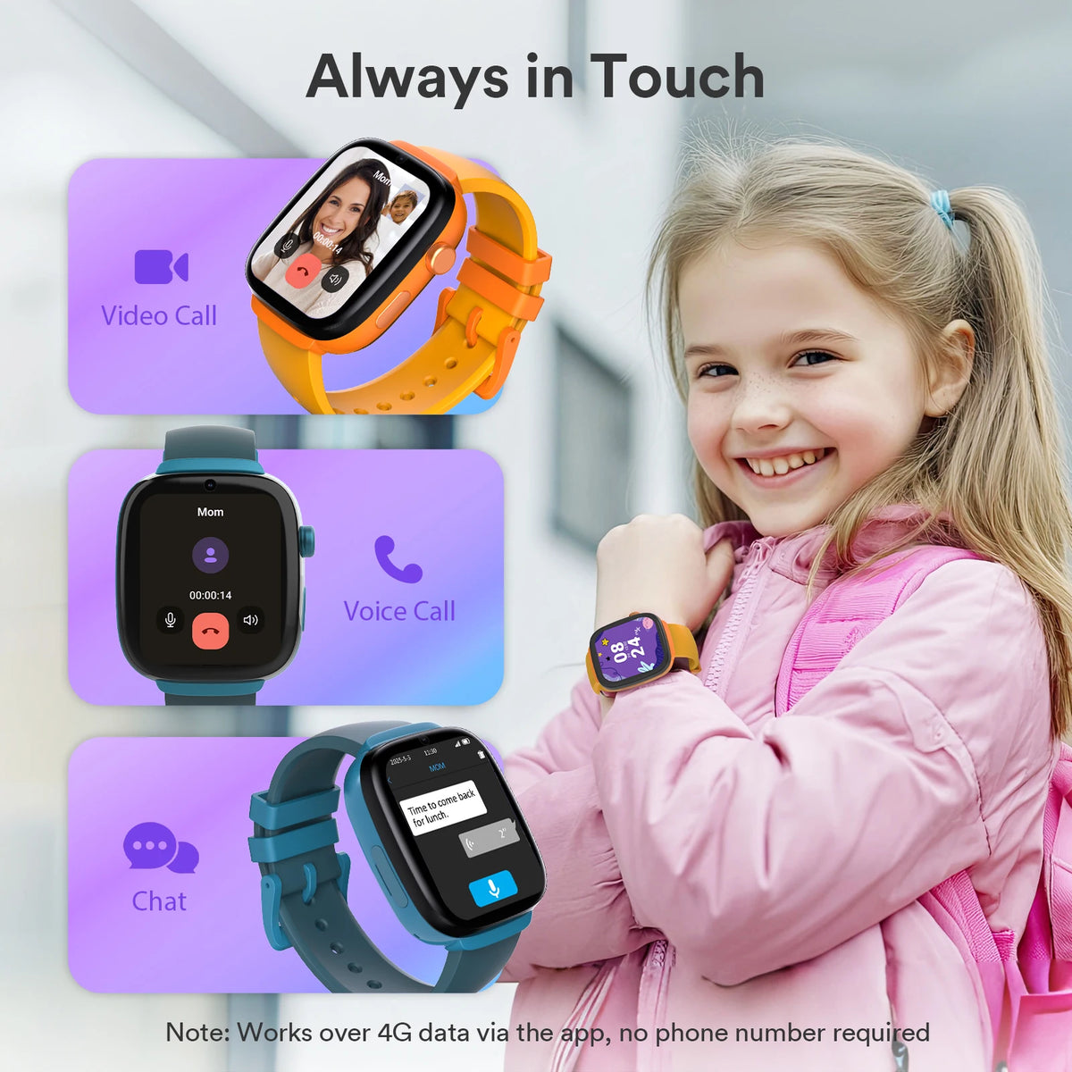 EIOTMART Kids 4G GPS Smartwatch With Calling And Parental Controls