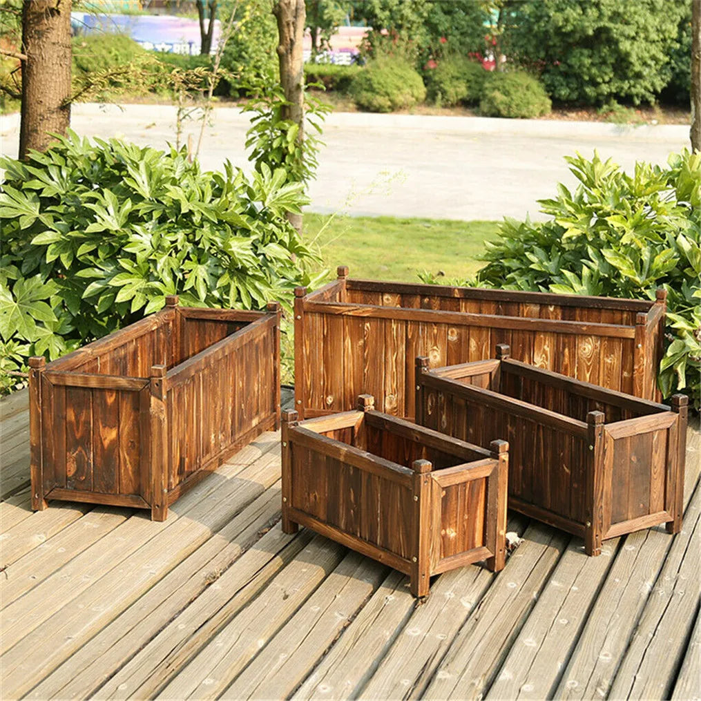 Wooden Raised Garden Planter Bed For Flowers Herbs And Vegetables