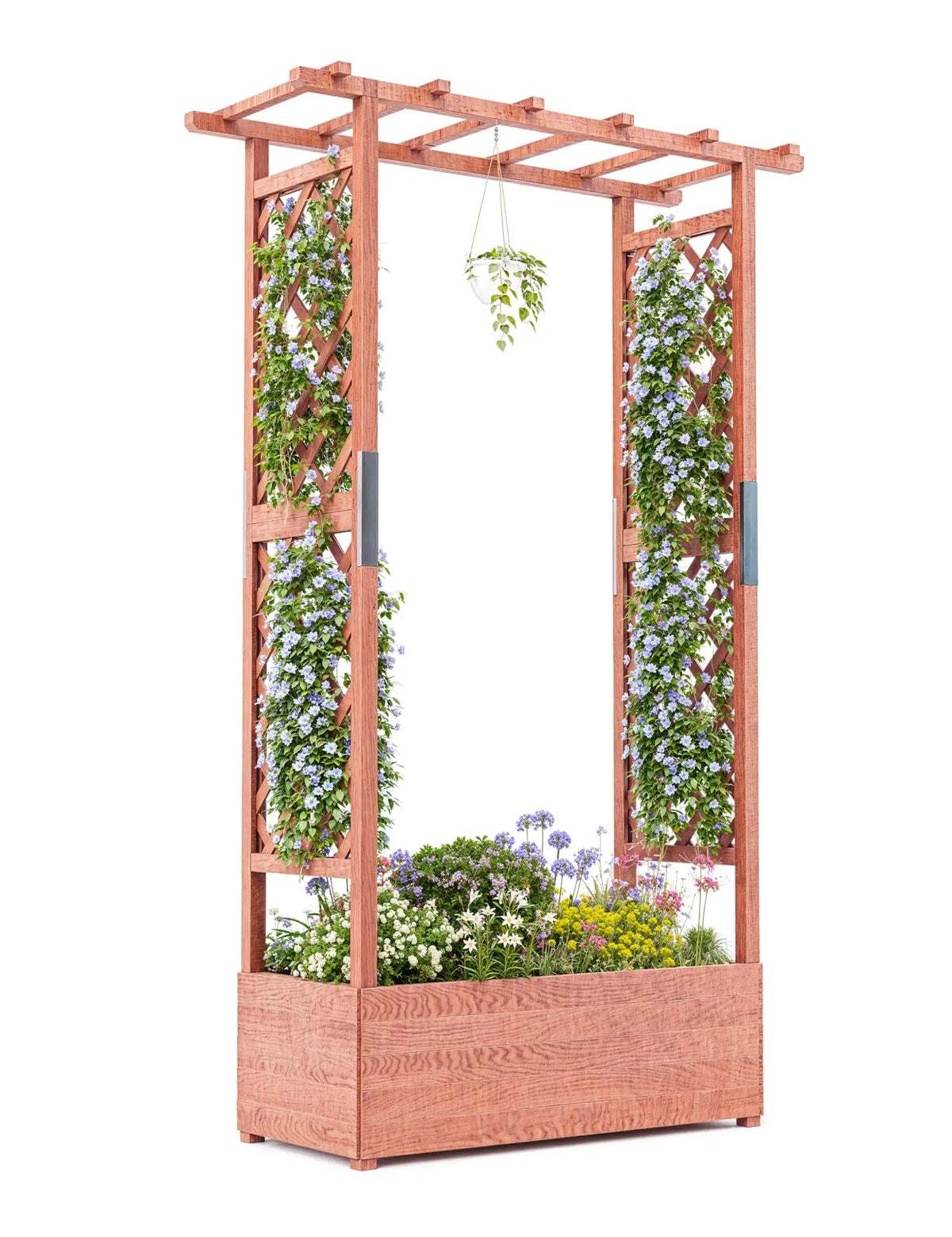 HiMISS Elevated Wooden Garden Planter With Trellis And Drainage Hole