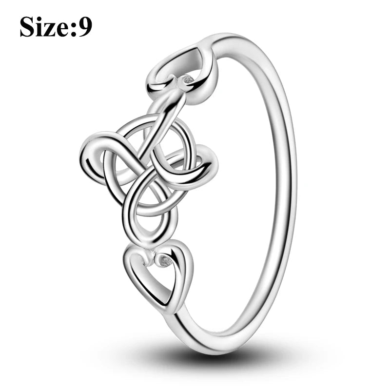 MULA Sterling Silver Evil Eye Clover Celtic Knot Wedding Band Ring