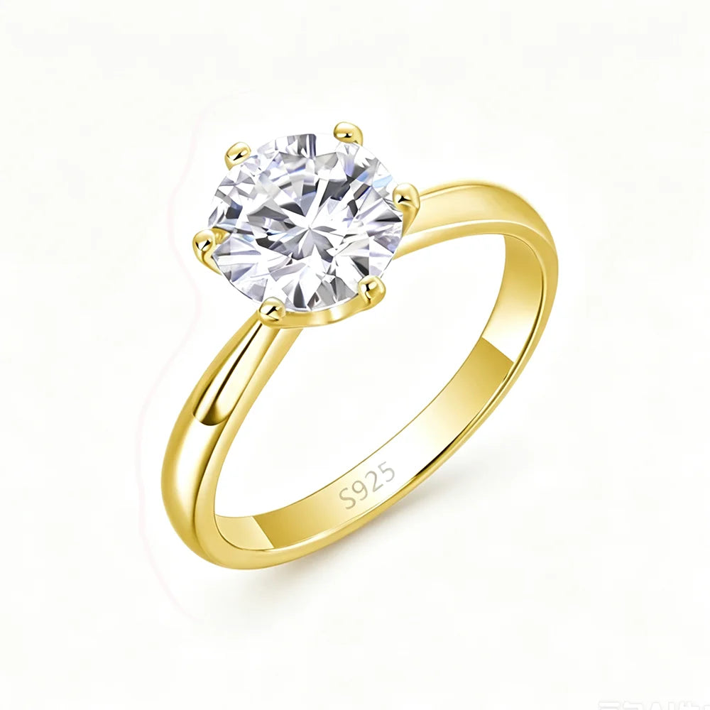 Angel Bola Moissanite Six Claw Sterling Silver Wedding Ring