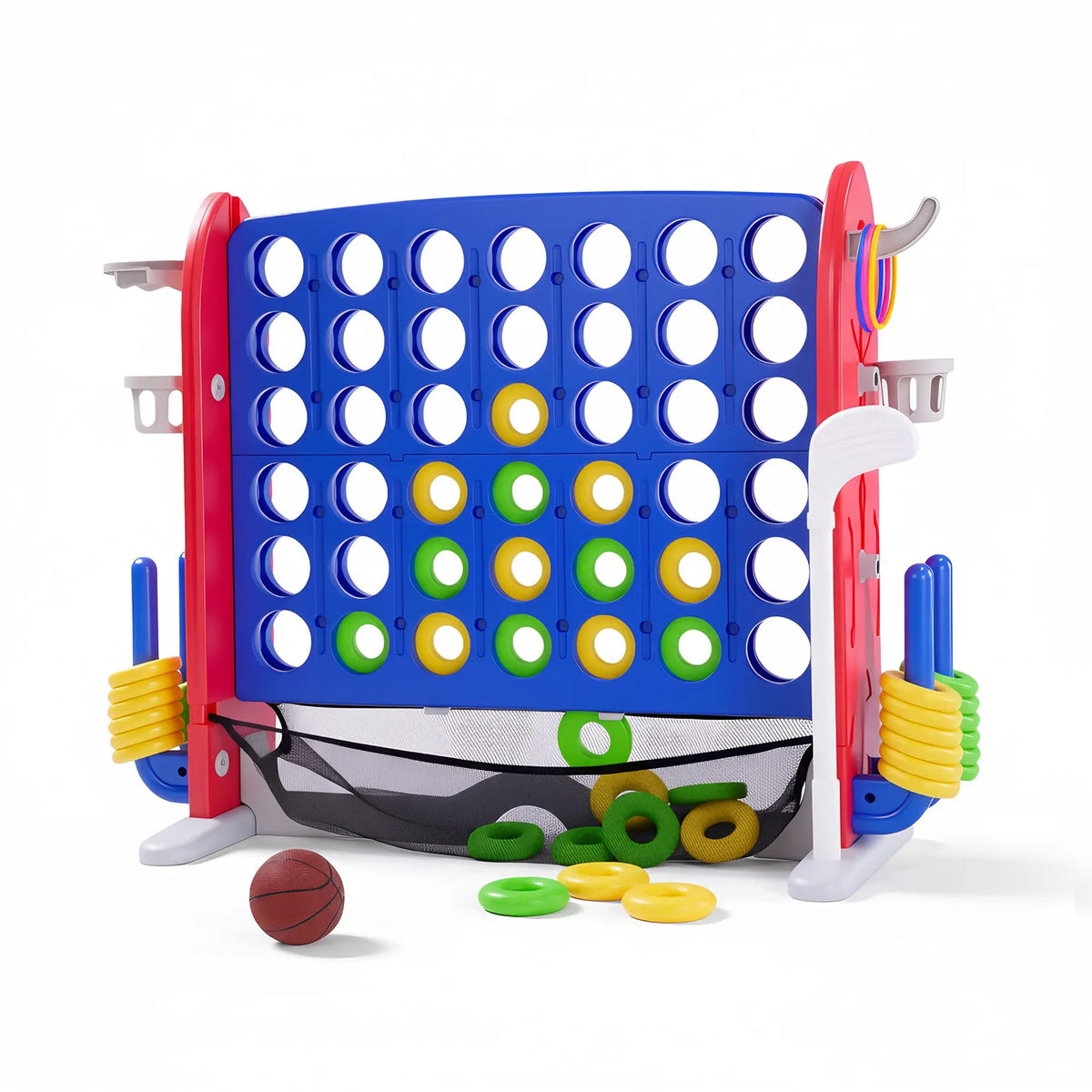 Giant Four In A Row Basketball And Ring Toss Yard Game