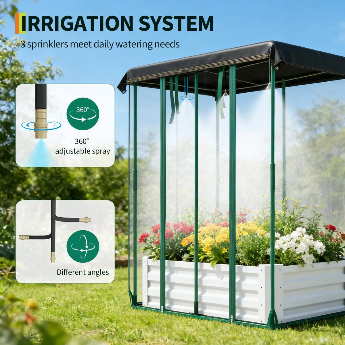 HiMISS Galvanized Raised Garden Bed With Drip Irrigation