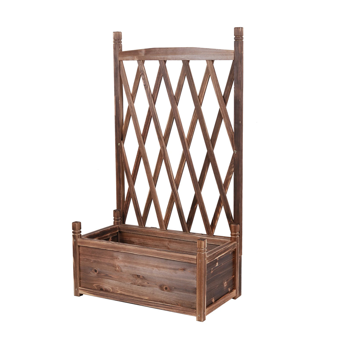 Raised Wooden Garden Bed Planter Box With Growing Trellis