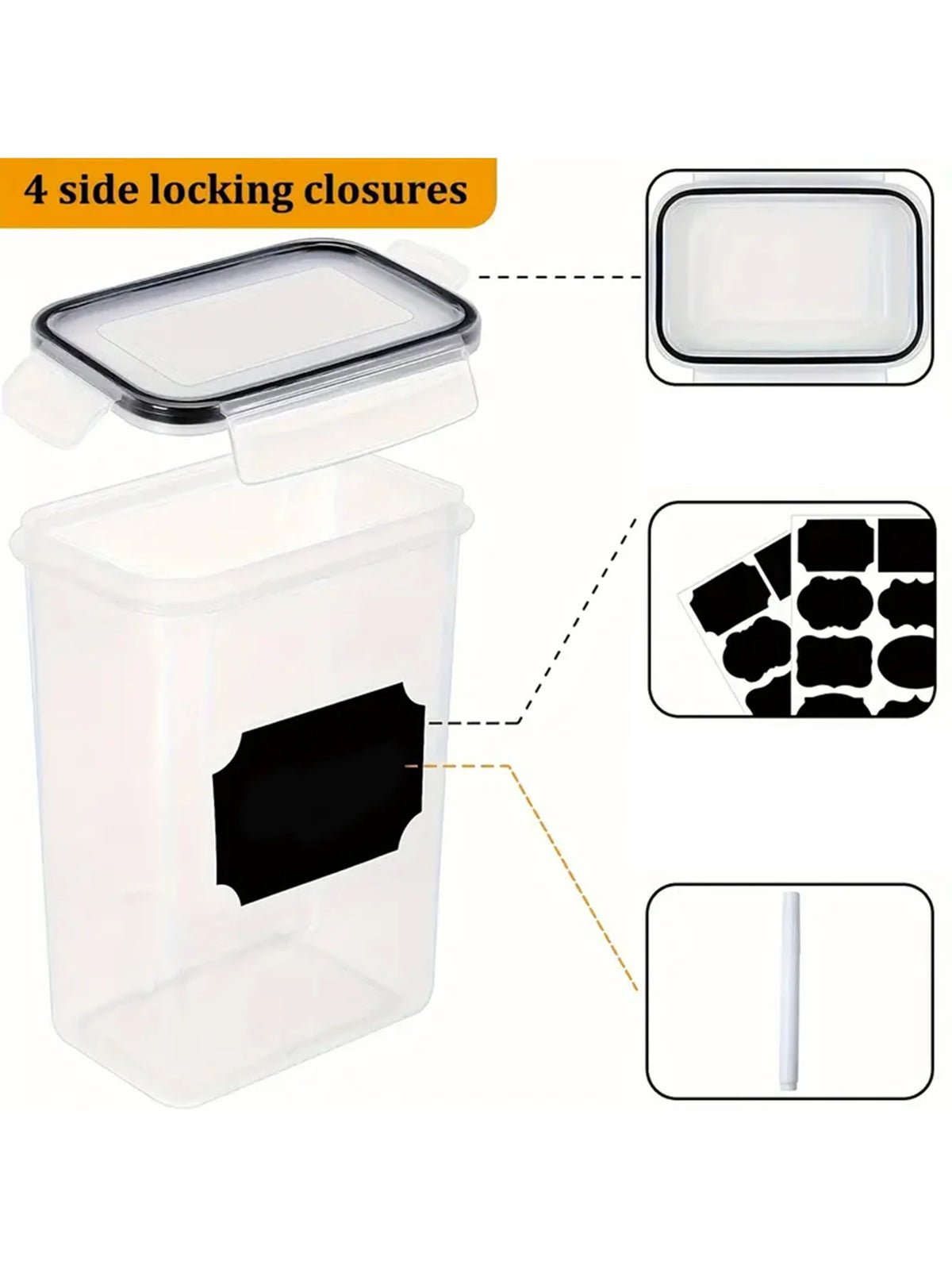 Food Grade Airtight Storage Containers With Labels Set