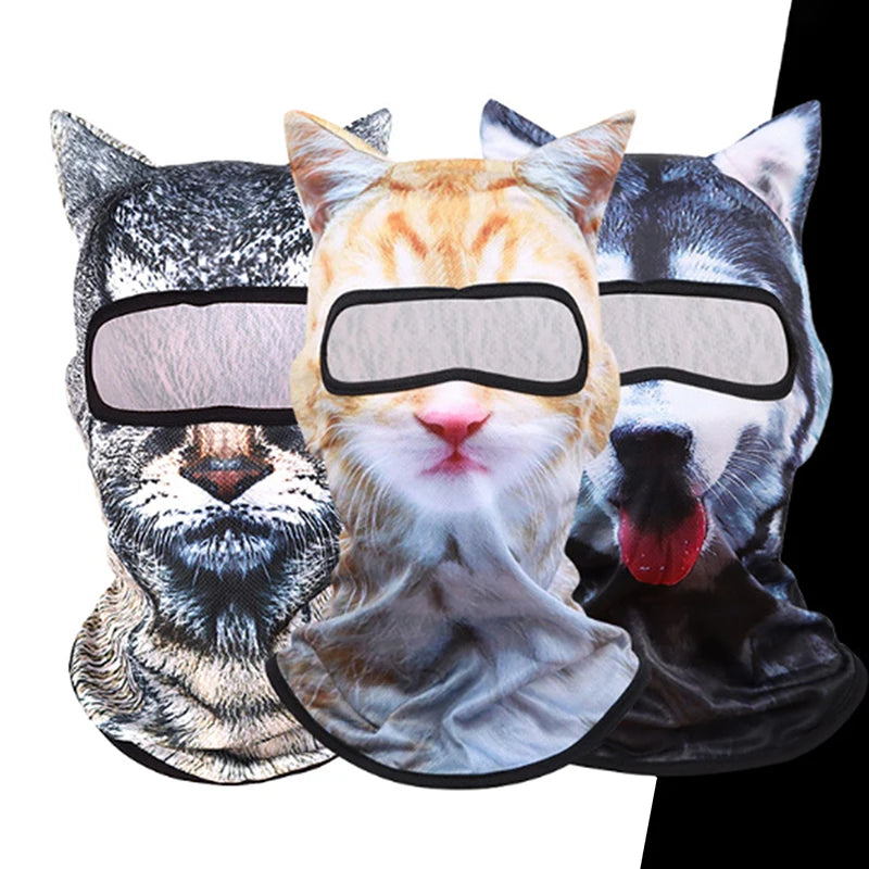 Cute 3D Cat Full Face Balaclava Hood for Winter Sports