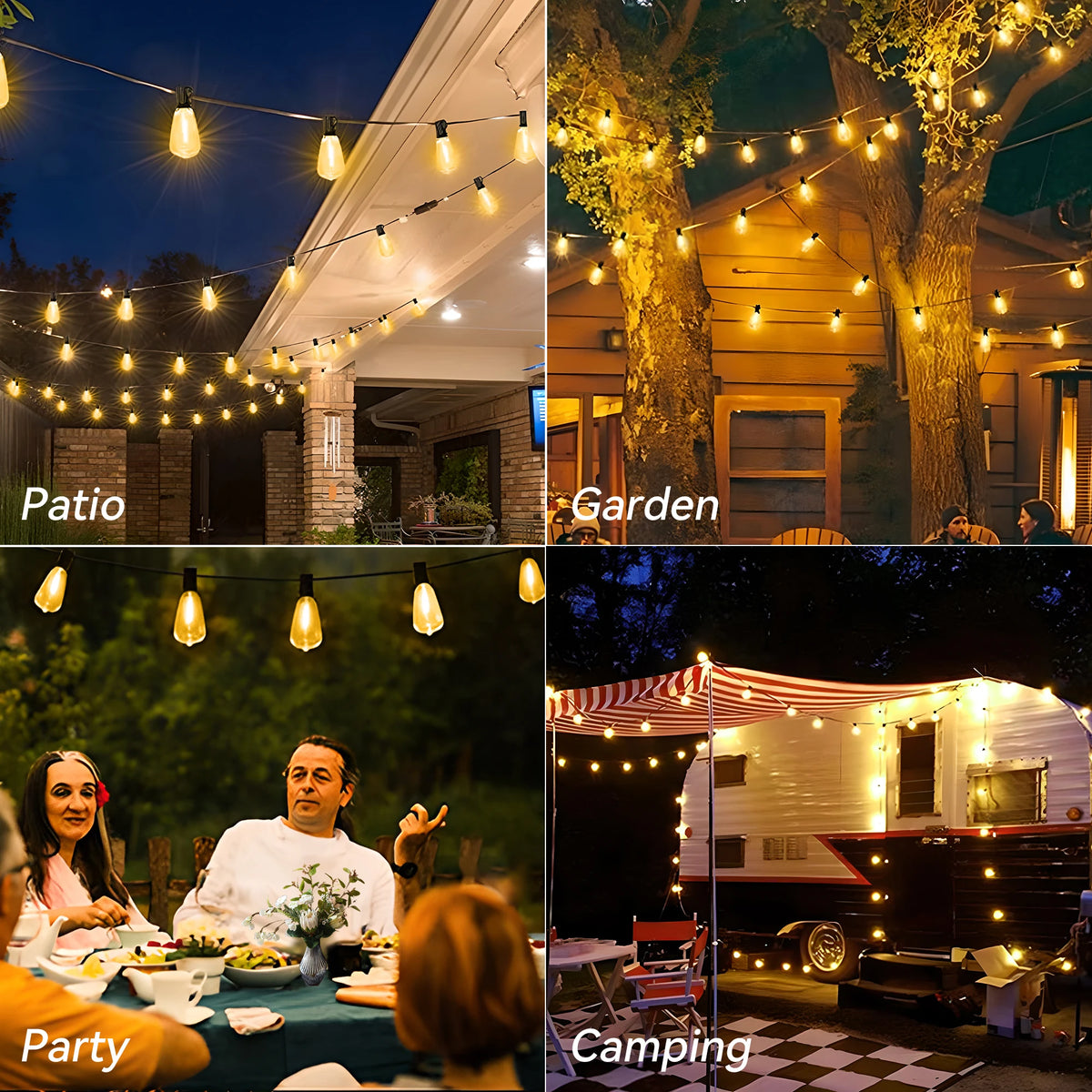 LED Globe String Lights With Replaceable E12 Bulbs Hanging Hooks