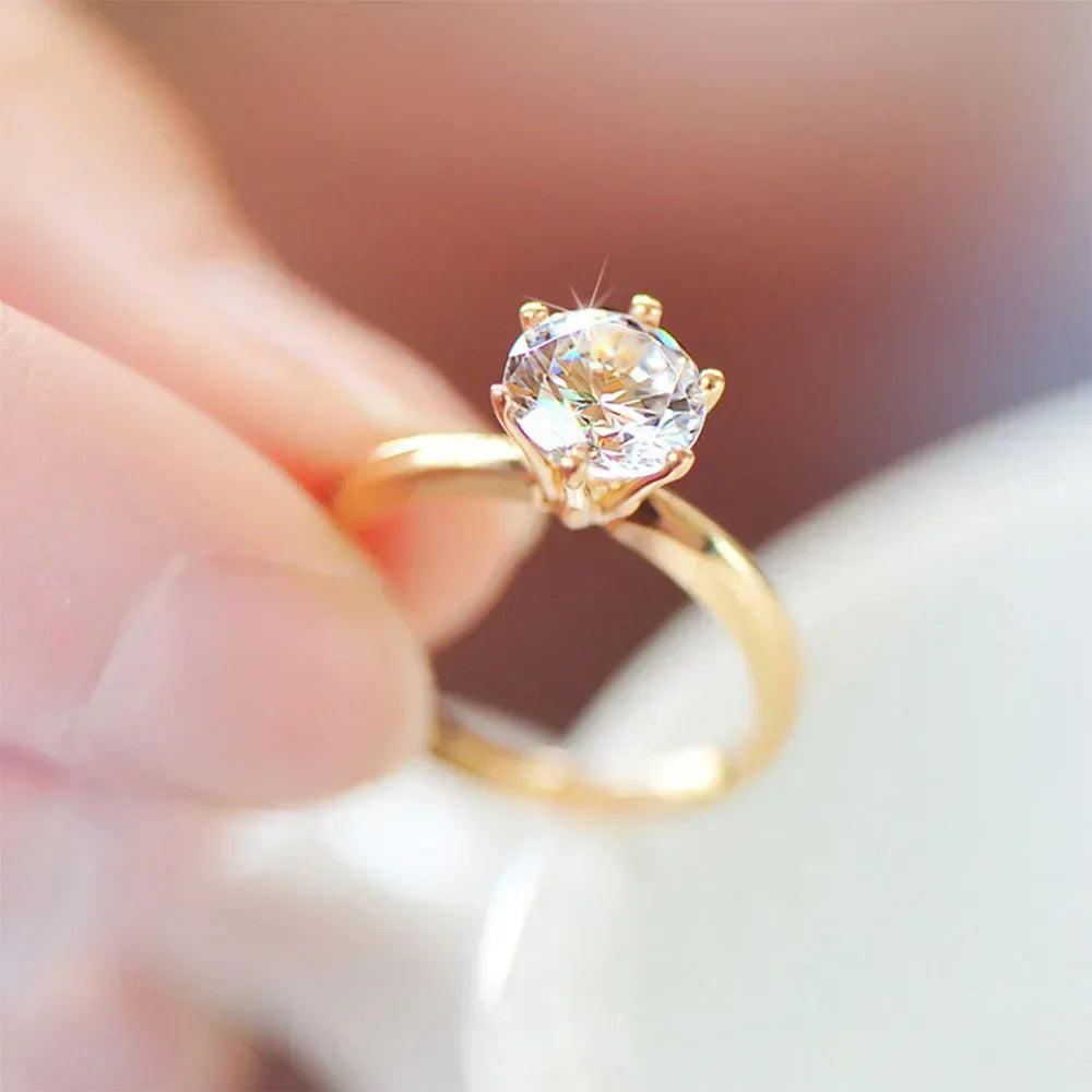 CBTB Real Moissanite Sterling Silver Gold Engagement Ring for Women