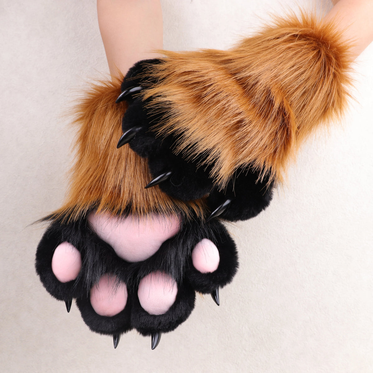 Faux Fur Cat Claw Cosplay Gloves for Animal Costume Parties