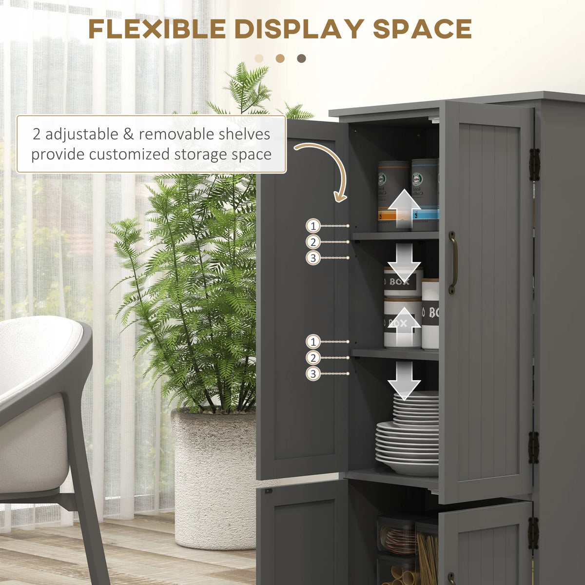 HOMCOM Freestanding Storage Hutch Cabinet With Four Doors
