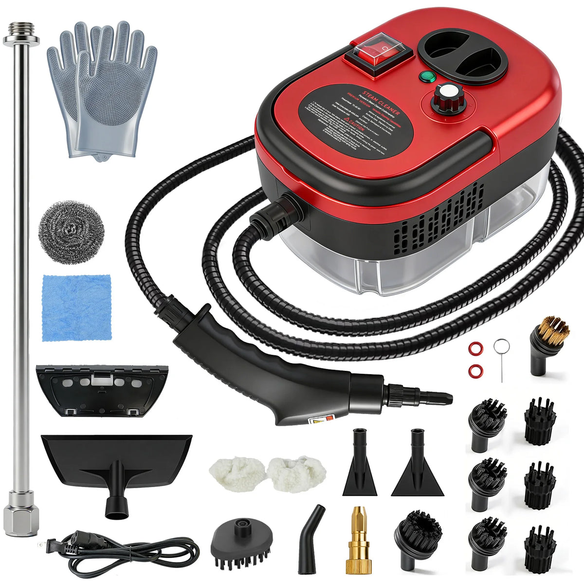 Portable 2500W Steam Cleaner With Multiple Accessories