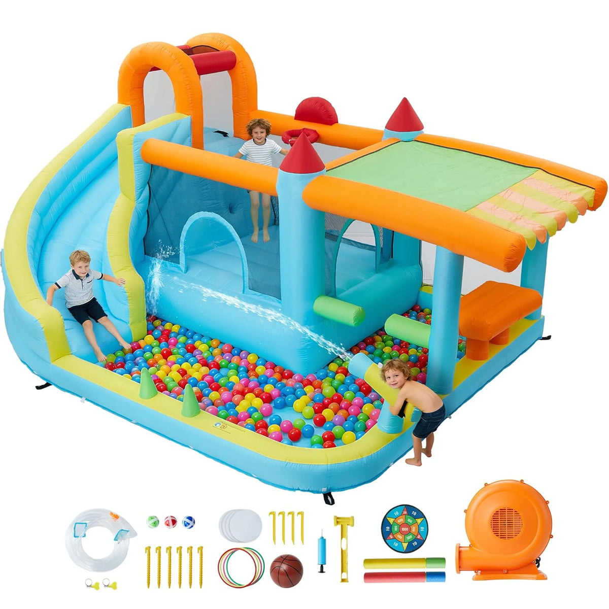 HiMISS Inflatable Bounce House With Slide For Kids Outdoor Play