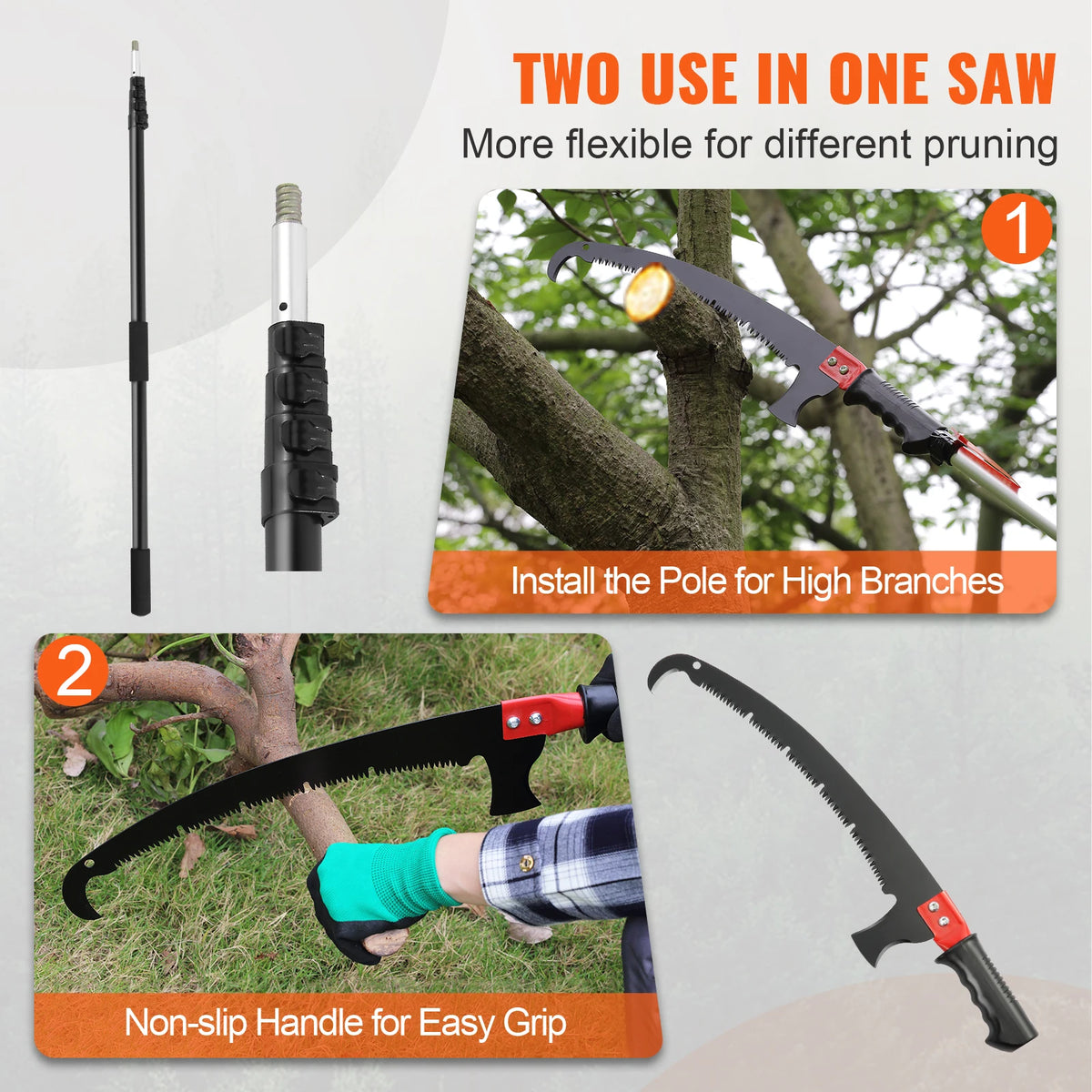 SucceBuy Manual Telescoping Pole Saw for Tree Branch Pruning