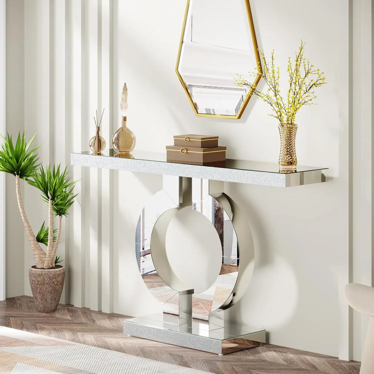Tribesigns Modern Mirrored Console Table for Entryway
