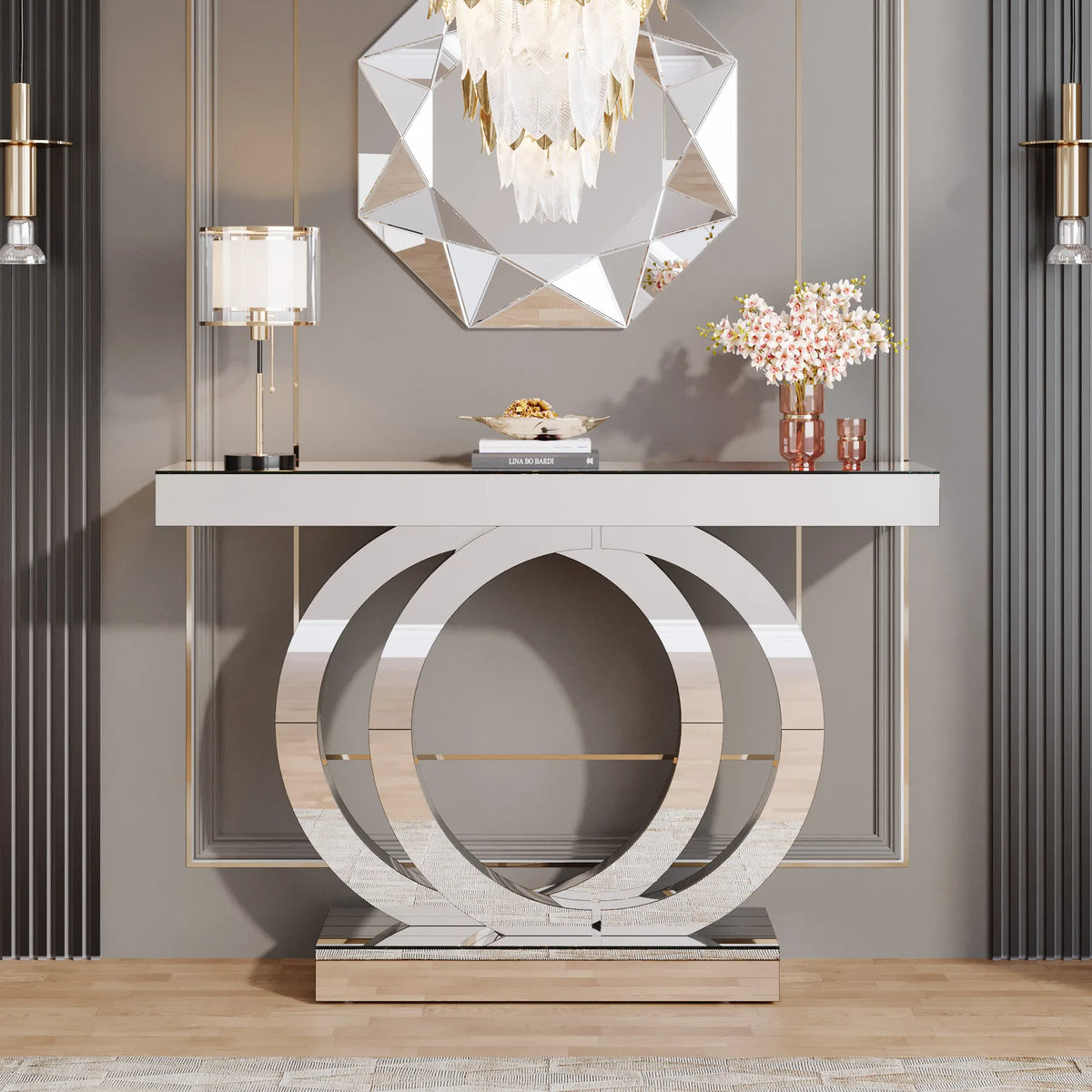 Tribesigns Modern Mirrored Console Table for Entryway