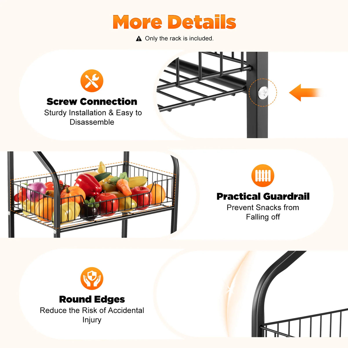 Bymaocar Four Tier Rolling Retail Display Rack With Storage Baskets
