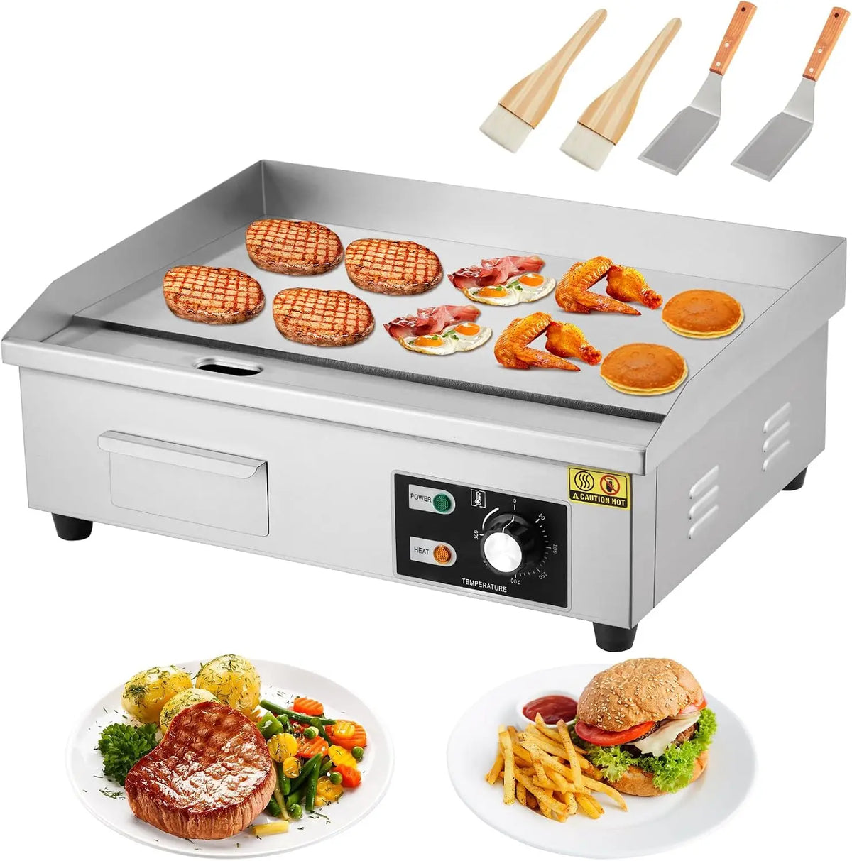 Tacleekii Commercial Electric Griddle With Adjustable Temperature Control