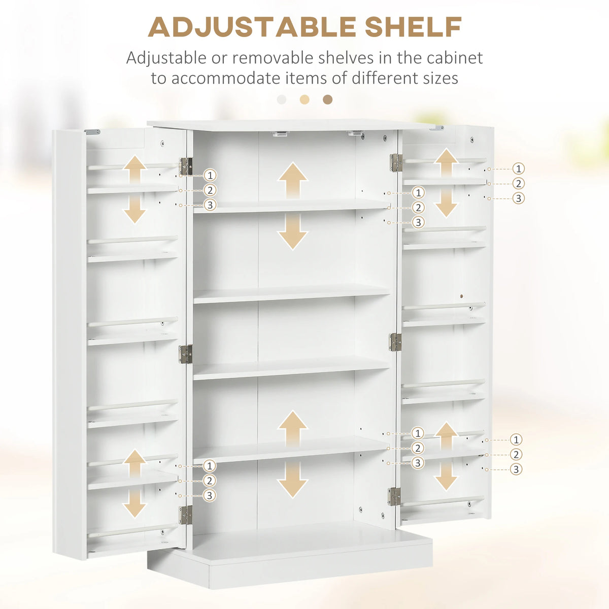 HOMCOM Modern Freestanding Pantry Cabinet With Adjustable Shelves