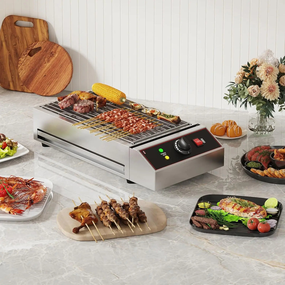 Tacleekii Commercial Electric Grill With Removable Griddle