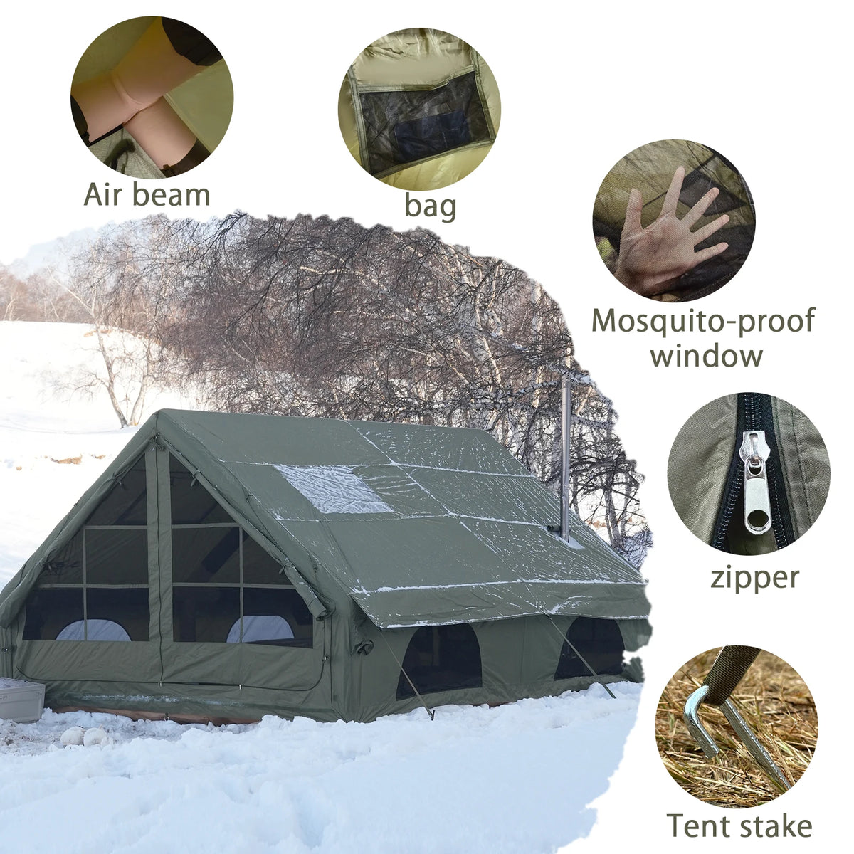 Pakicetus Waterproof Inflatable Camping Tent Quick Setup Portable Carry Bag