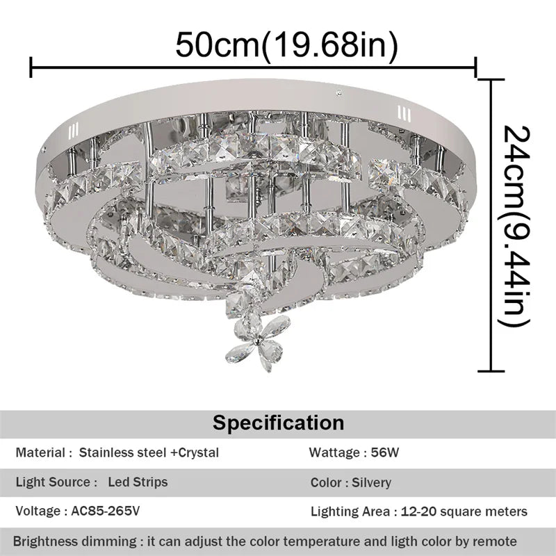 GreeLustr Modern Crystal Led Ceiling Chandelier Light Fixture
