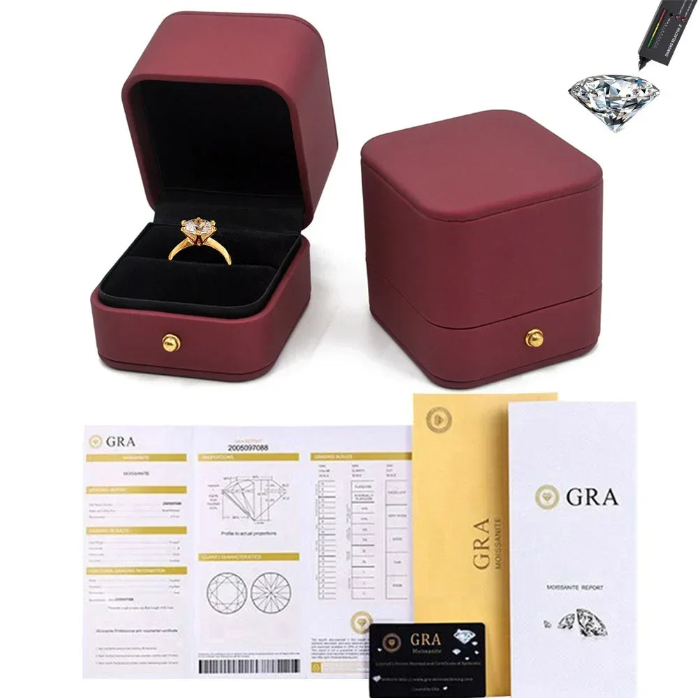 CBTB Real Moissanite Sterling Silver Gold Engagement Ring for Women