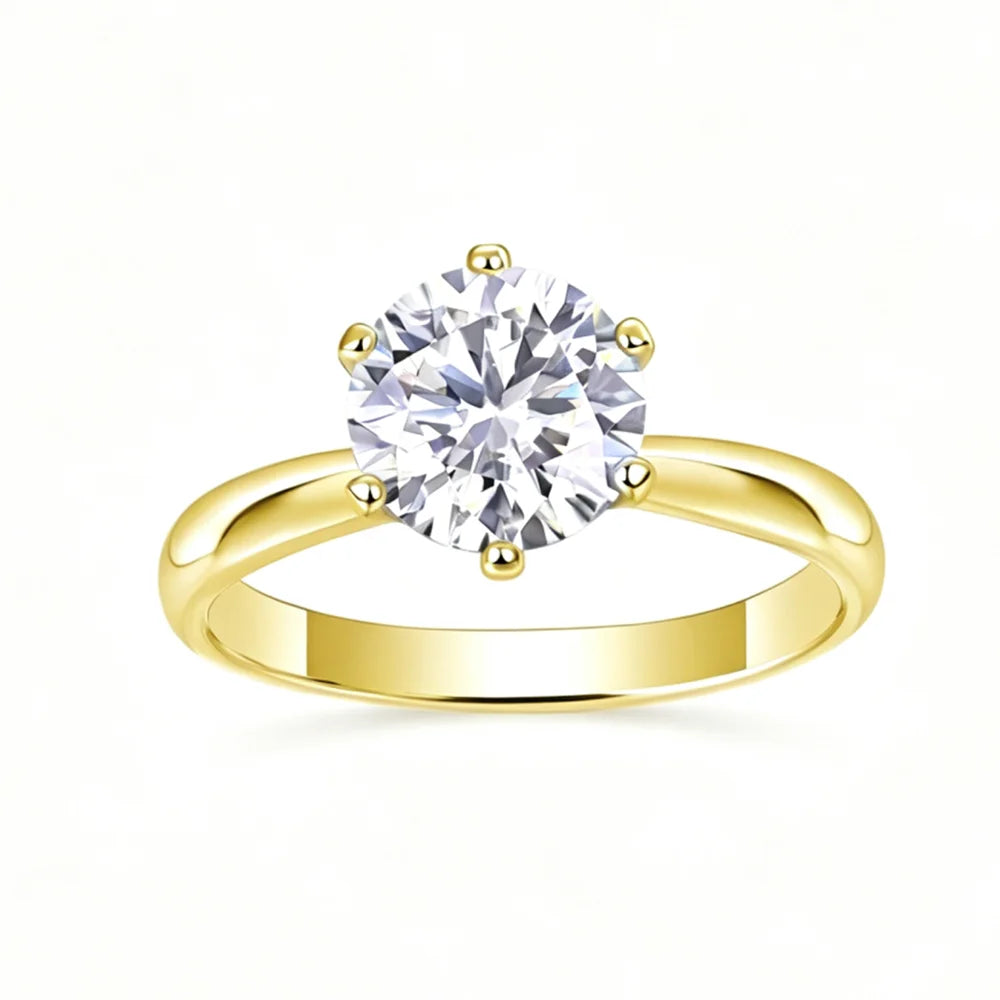 Angel Bola Moissanite Six Claw Sterling Silver Wedding Ring