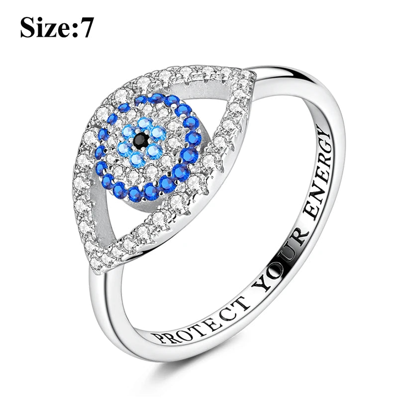 MULA Sterling Silver Evil Eye Clover Celtic Knot Wedding Band Ring