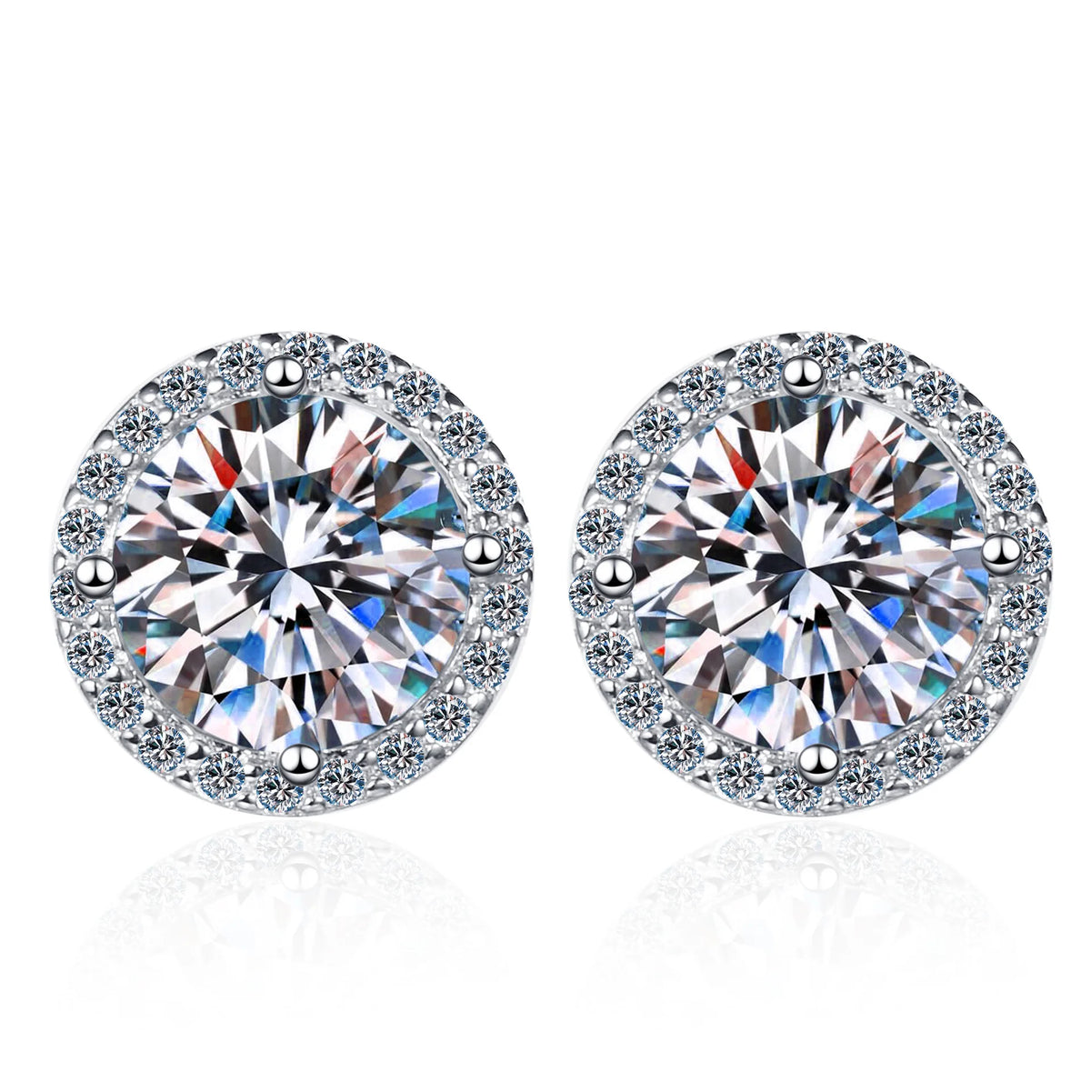 Moissanite Sterling Silver Stud Earrings for Women For Women