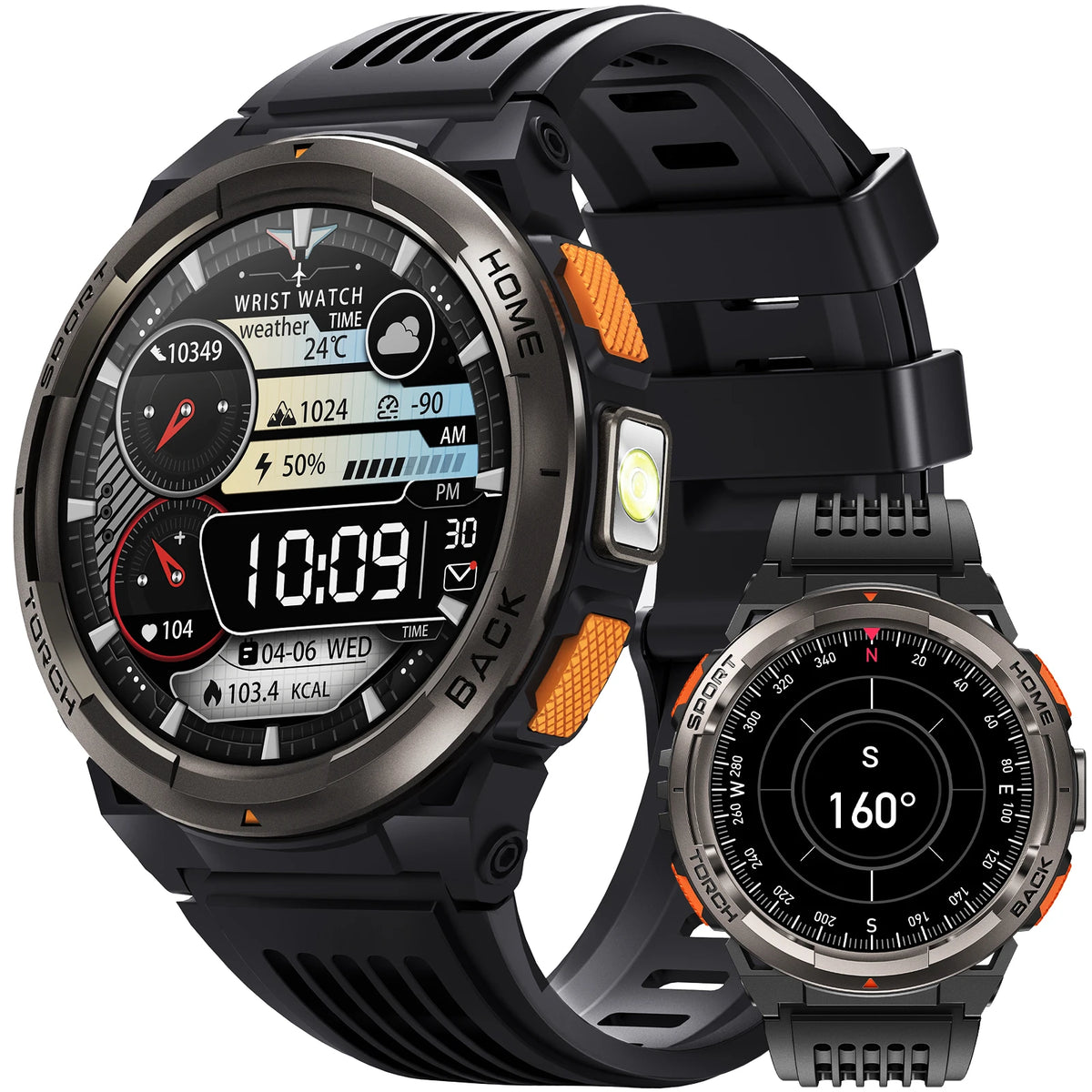 EIGIIS Smart Sports Watch With Compass Altimeter And LED Flashlight