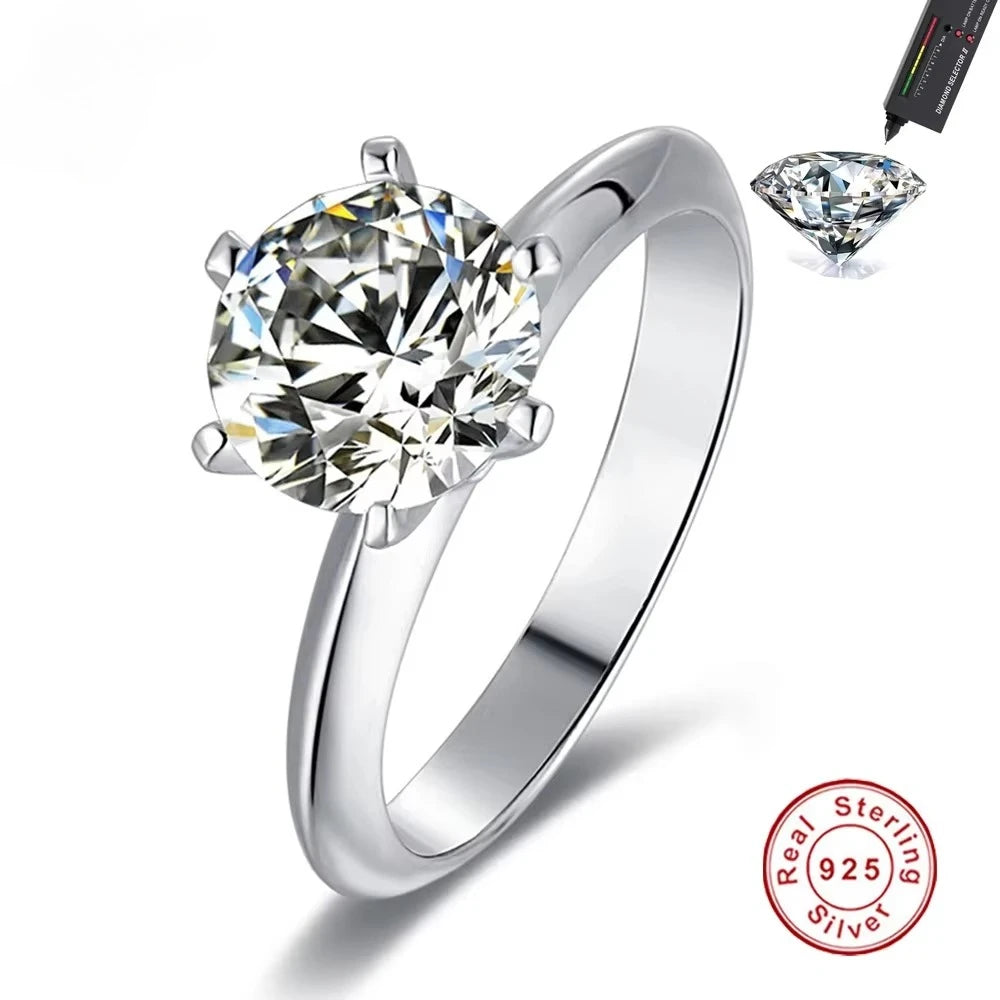 CBTB Sterling Silver Moissanite Fine Jewelry Ring For Women