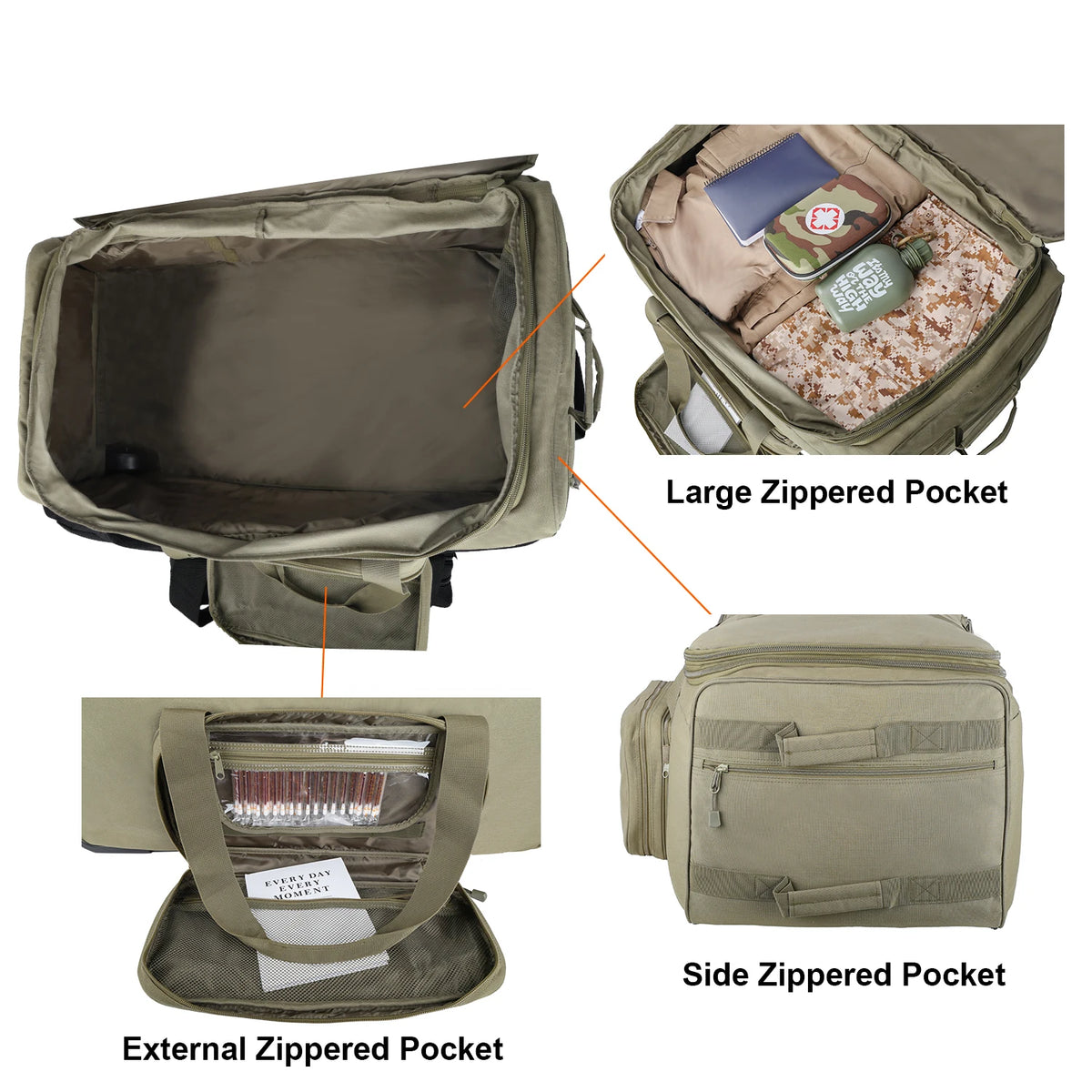 LQARMY Waterproof Nylon Rolling Travel Bag for Camping and Trips
