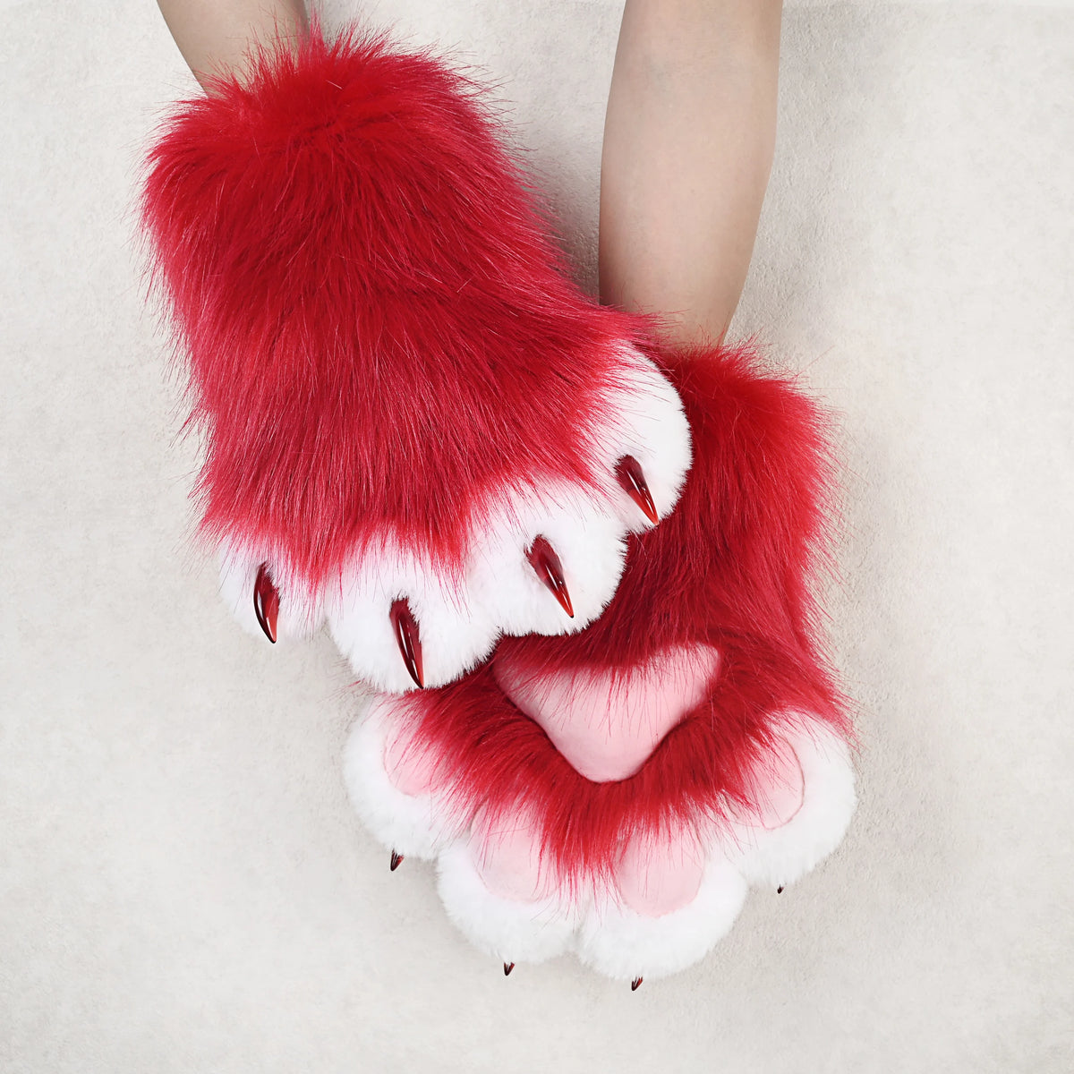 Faux Fur Cat Claw Cosplay Gloves for Animal Costume Parties