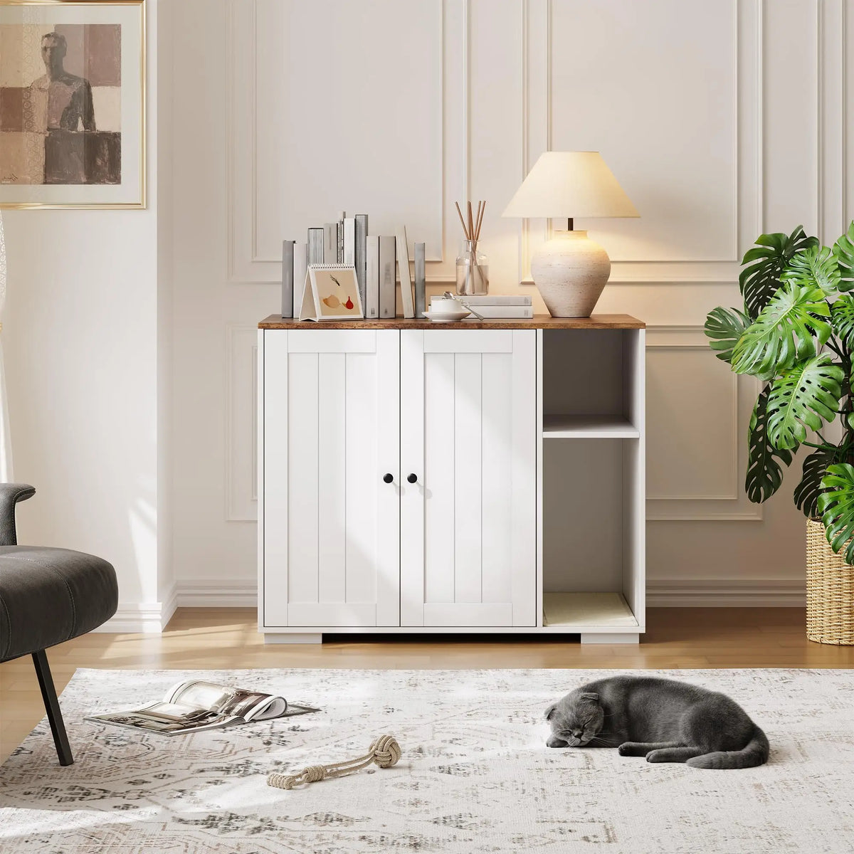 HiMISS Dog Proof Cat Litter Robot Enclosure With Shelf