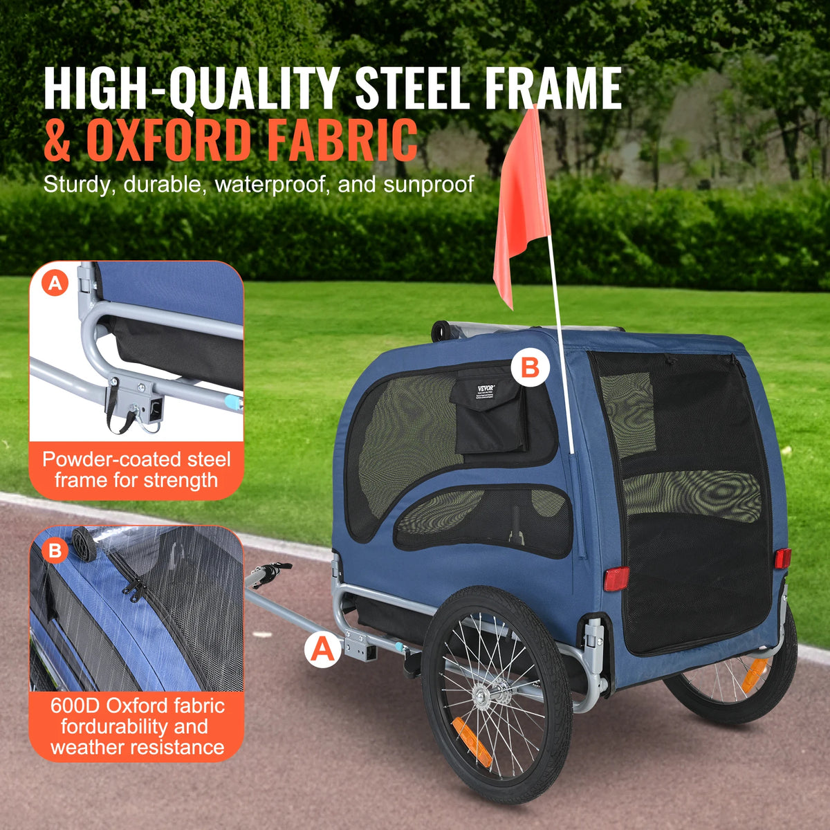 SucceBuy Pet Bicycle Trailer Carrier with Coupler for Dog Travel