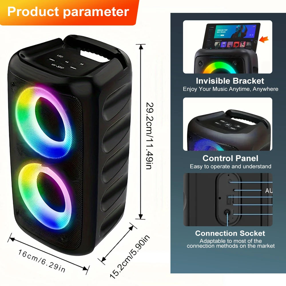 ZNLYRION Portable Bluetooth Karaoke Speaker With Wired Microphone