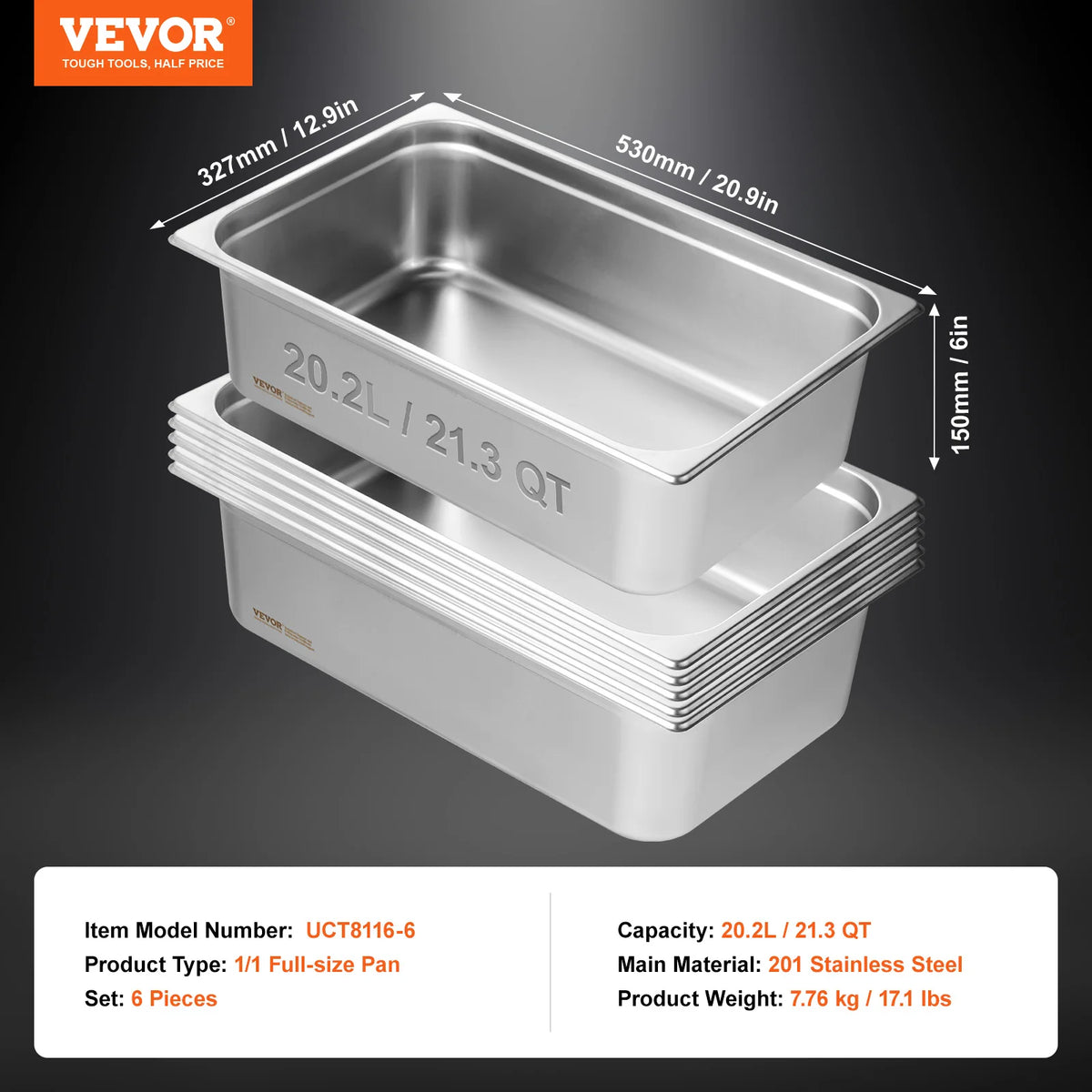 SucceBuy Stainless Steel Buffet Chafing Dish Steam Table Pan