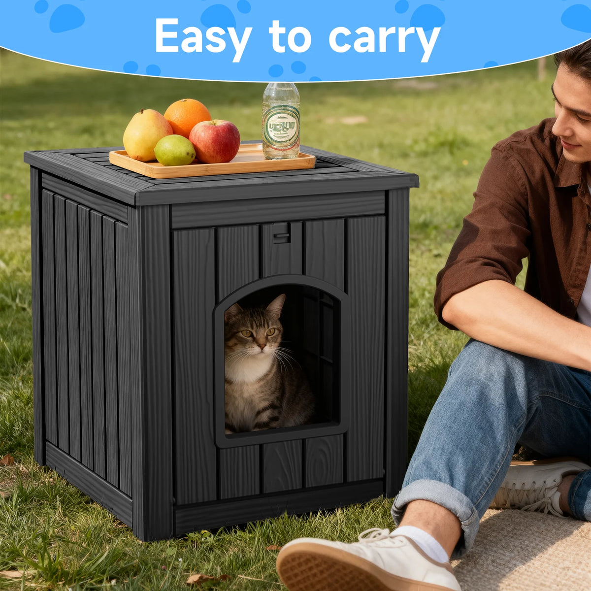Waterproof Resin Cat House End Table For Indoor Outdoor Pets