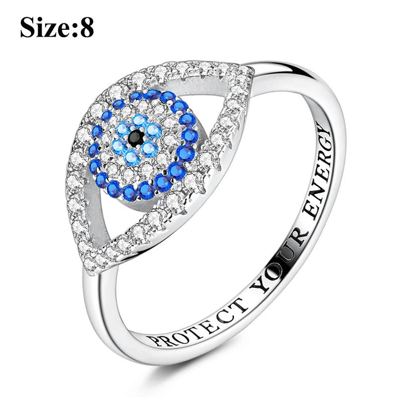 MULA Sterling Silver Evil Eye Clover Celtic Knot Wedding Band Ring
