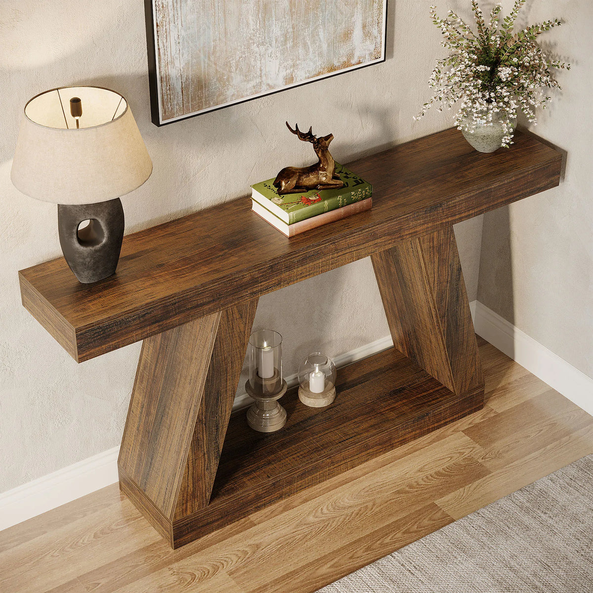 Tribesigns Rustic Storage Console Table For Entryway And Living Room
