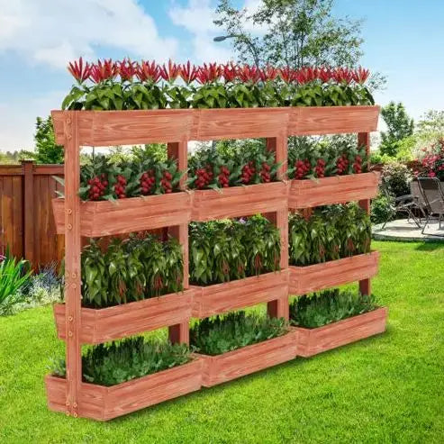 Vertical Wooden Raised Garden Bed With Removable Planter Boxes