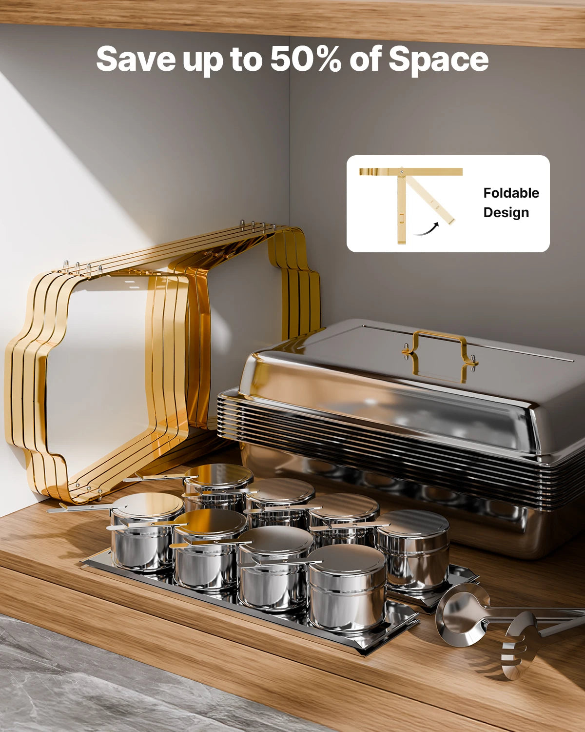 SucceBuy Stainless Steel Chafing Dish Buffet Set for Catering Servers