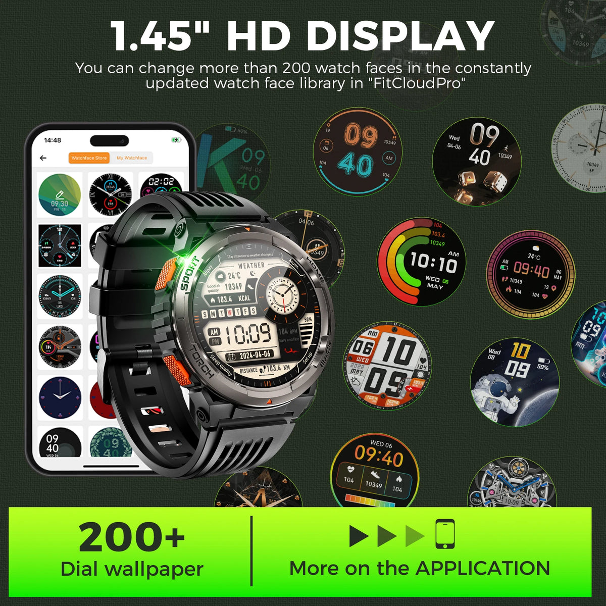 EIGIIS Smart Sports Watch With Compass Altimeter And LED Flashlight