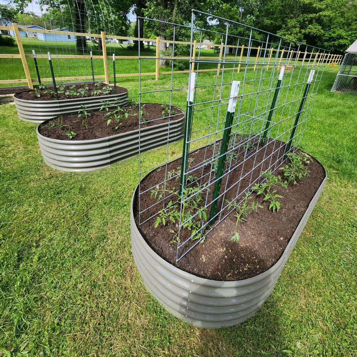Tramull Galvanized Oval Raised Garden Bed Planter for Vegetables