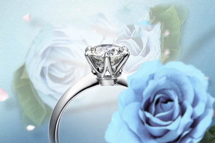 CBTB Sterling Silver Moissanite Fine Jewelry Ring For Women
