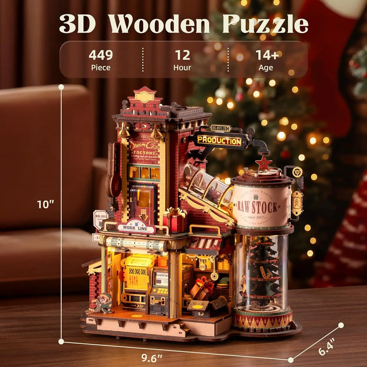 Robotime Christmas Dream Factory Wooden Music Box Puzzle Kit