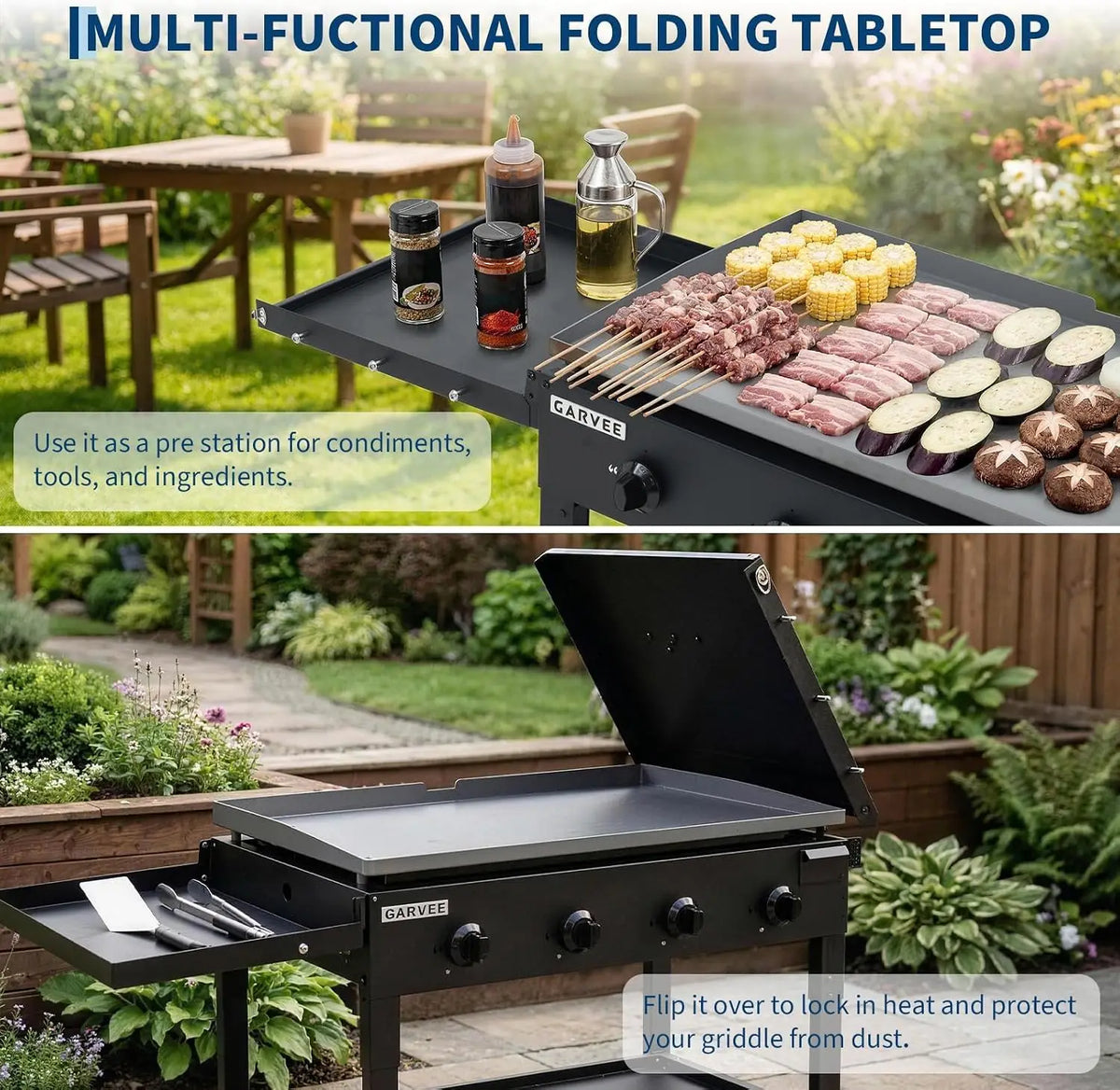 Tacleekii Four Burner Propane Flat Top Griddle for Outdoor Cooking