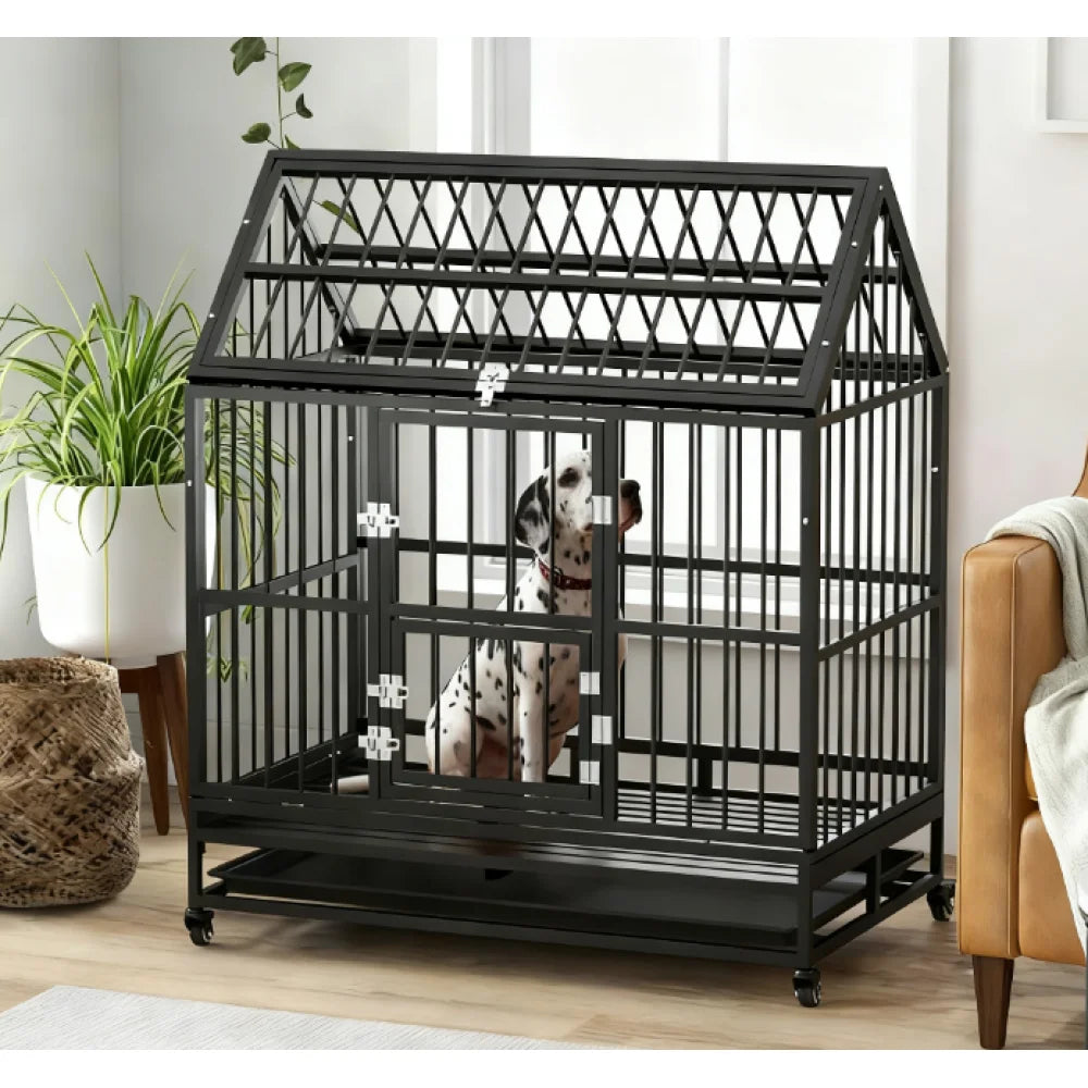Weatherproof Wooden Dog House Kennel With Porch And Removable Floor
