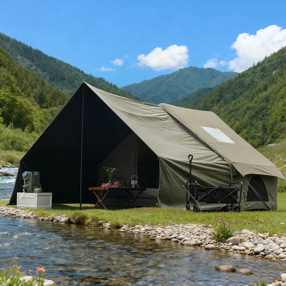 Pakicetus Inflatable Camping Tent With Sun Canopy For Outdoor Adventures